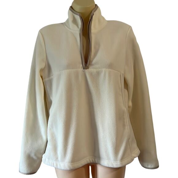 Old Navy Perfect Fit Size M Winter White 1/4 Zip Fleece Pullover - Picture 1 of 9